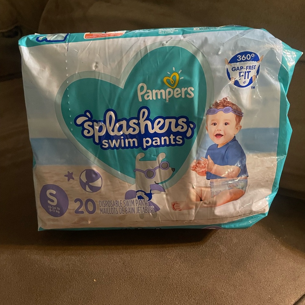 Pampers Splashers Swim Pants - Blue Small 13-24 LB Disposable beach outdoor pla